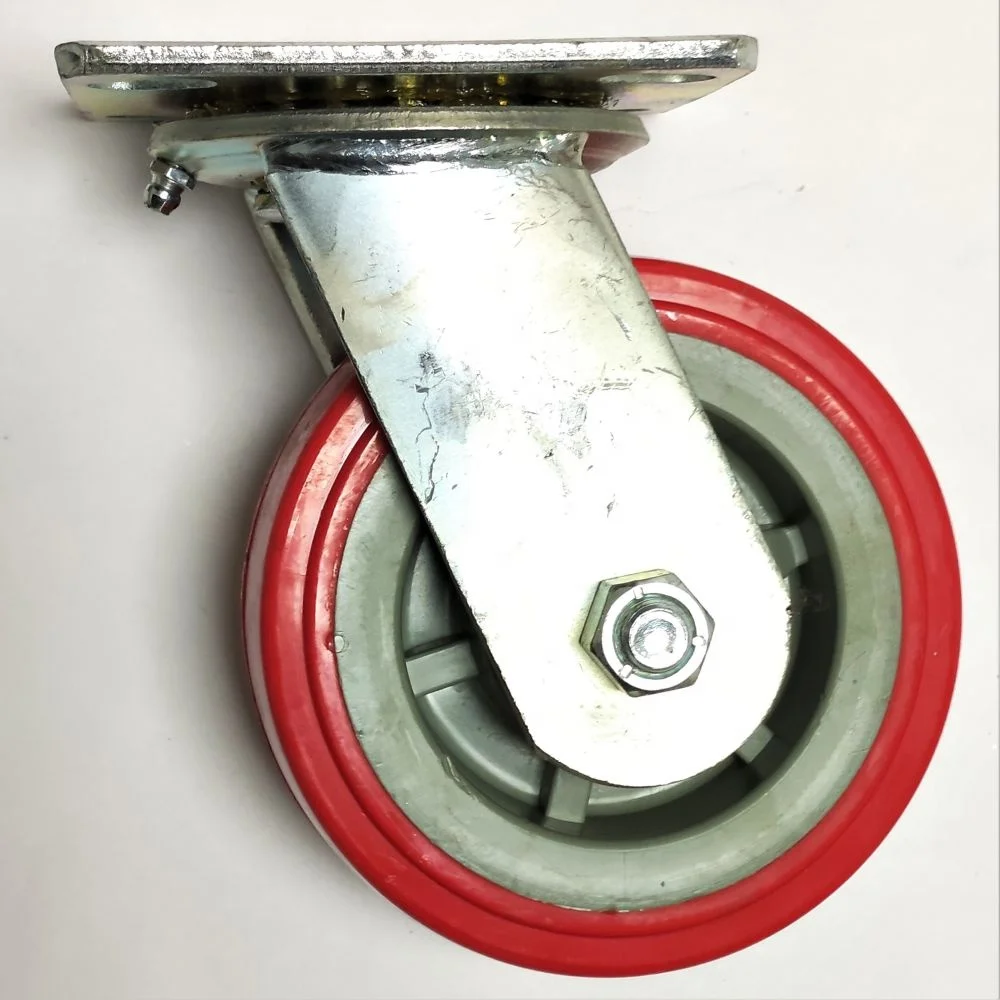 HM2302 5 inch Industrial Grade Heavy-Duty PU Quiet Wear-Resistant Flat Trolley Universal/Directional Caster Wheel