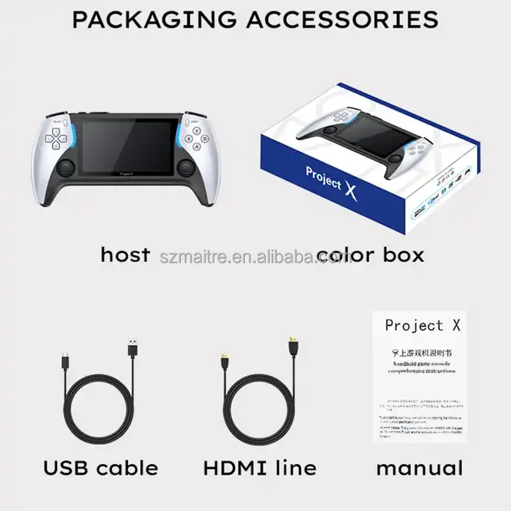 Newest Model Portable Project X 4.3 Inch Color Large Screen Handheld Game Console with Double 3D Rocker Player Video Games