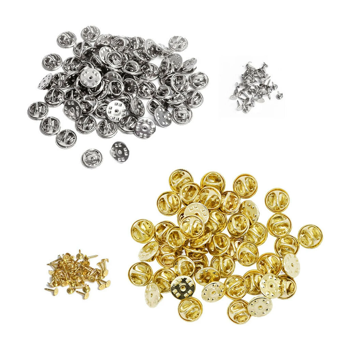 10pcs/set Plated Angel Butterfly Clutch Pins Gold Silver Metal Badge Hat Lapel Pins with Squeeze Clasps for Back Decoration