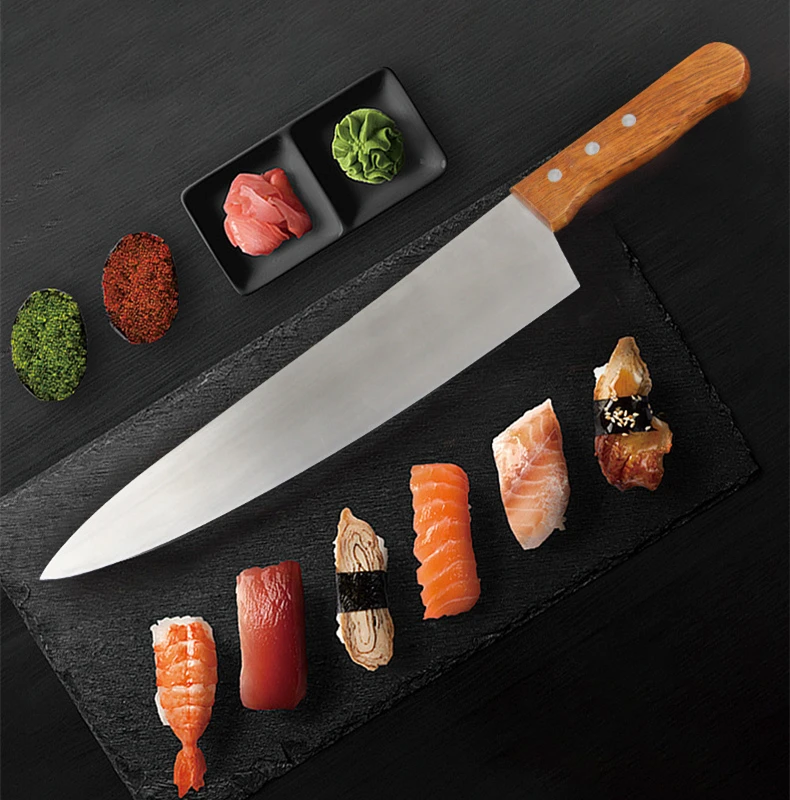 Hot sale Full tang 6~12inch 3CR13 steel Kitchen Chef Knife with Natural Red log shank wood handle Knives custom