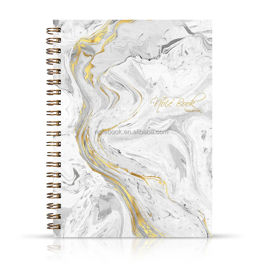 Premium dotted notebook planner custom printing, marble texture gold foil cover a4 b5 a5 a6