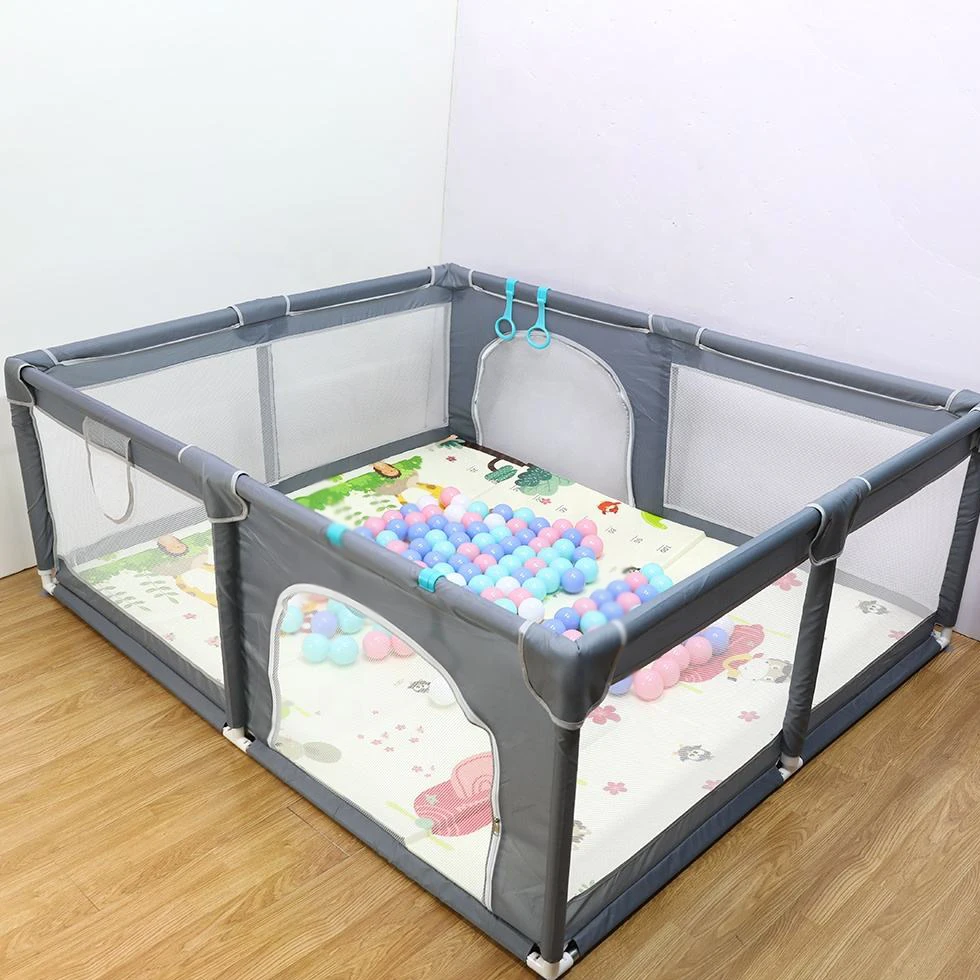 Portable Indoor Large Toddler Activity Center Children Safety Fence Foldable Fabric Baby Playpen With Gate Mat For Kids Gym