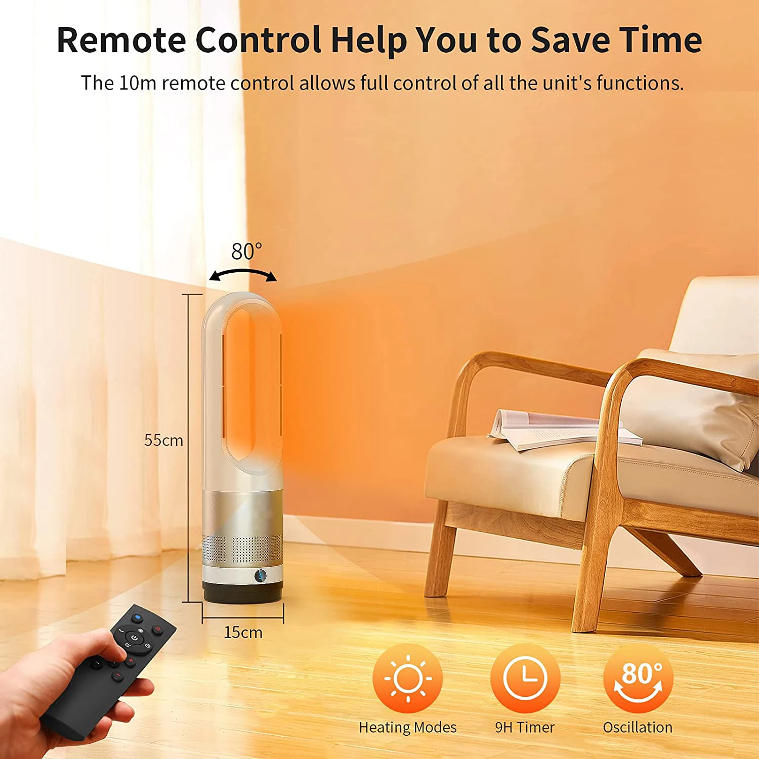 Cool and Heat Bladeless Tower Fan ceramic heater electric fan home appliances cheap Portable