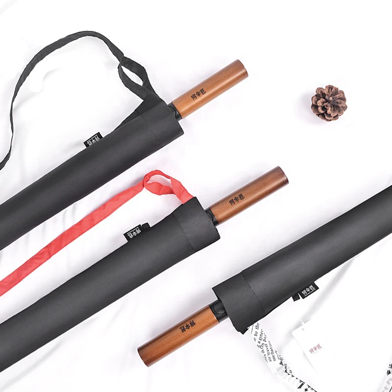 High quality adults double layer auto open umbrella windproof golf umbrella with wooden handle