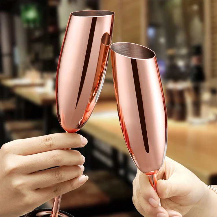 Best Selling 200Ml Party Champagne Glasses & Flutes Stainless Steel Retro Wedding Goblet Red Wine Glasses