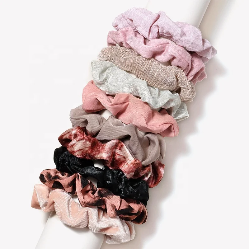 
Colorful Cloth Scrunchie Elastic Rubber Band Women Hair Band 10pcs 