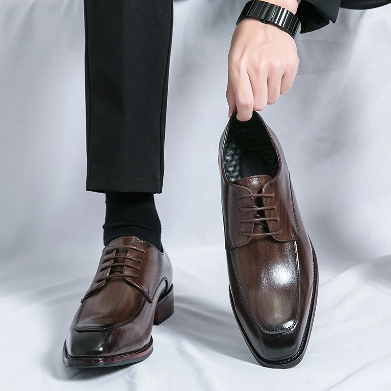 8176 fashion men lace up formal wedding dress shoes
