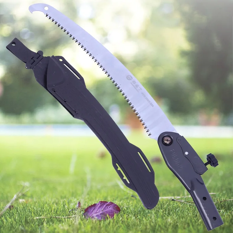 High branch saw with 5m/6m/7m Telescopic aluminum handle folding high-altitude pruning saw durable hook garden hand logging saw