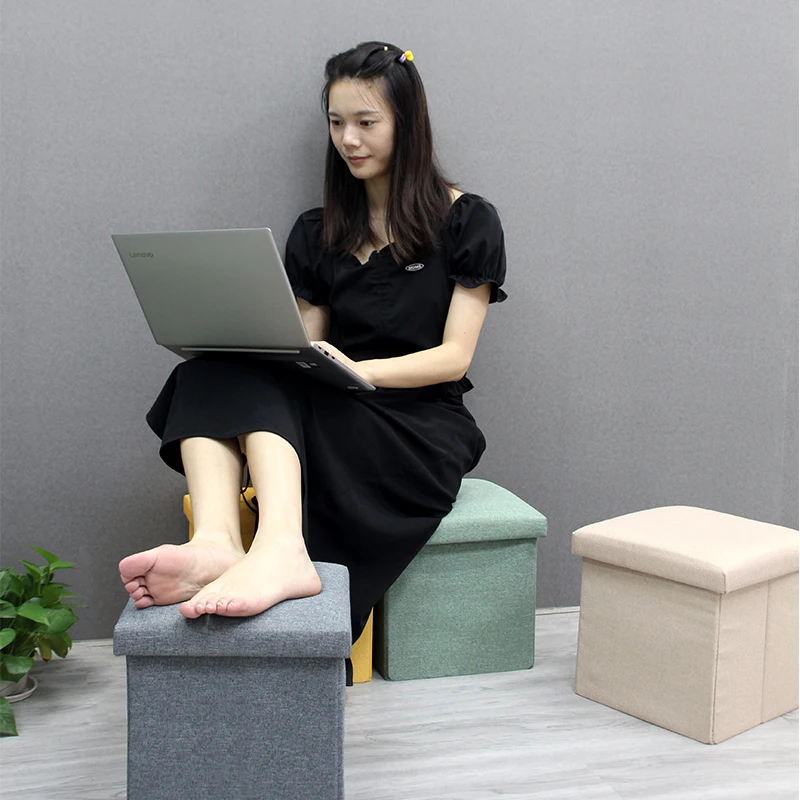 Wholesale polyester household folding sitting seat stool storage box