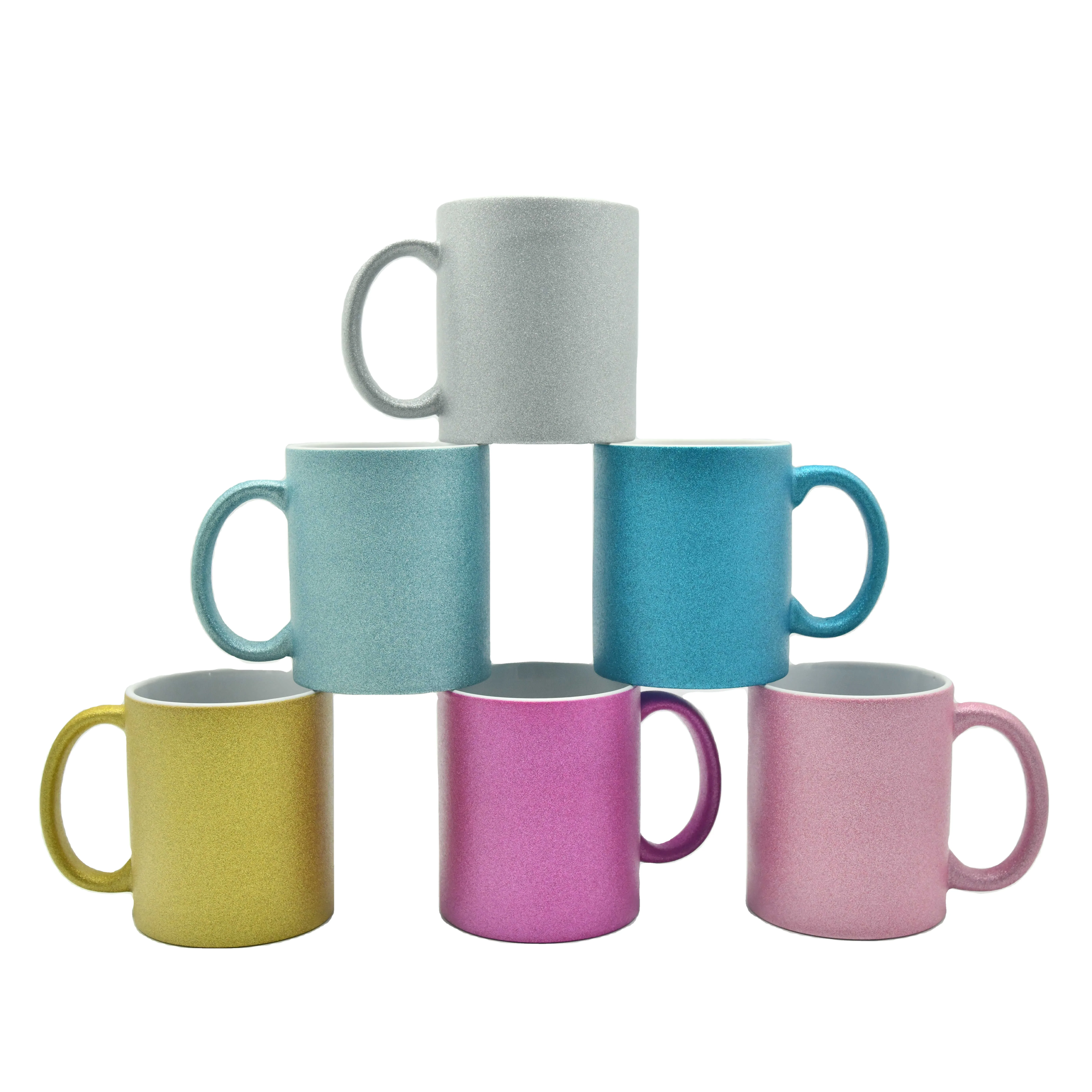 USA warehouse Glitter ceramic coffee mugs colored 11oz ceramic mug coffee cup gift mug ceramic