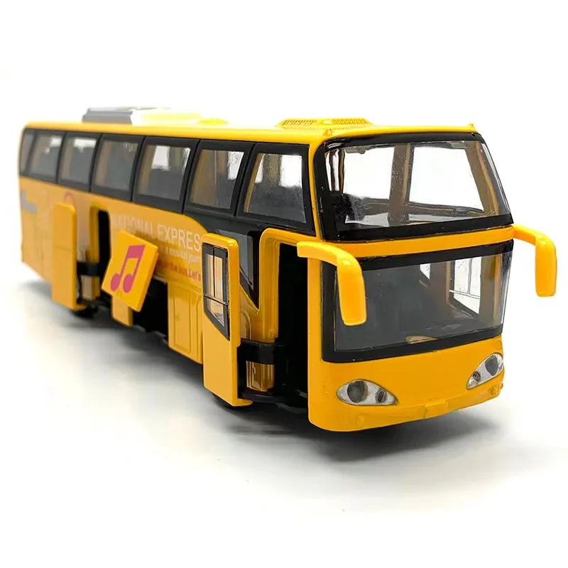 Doors open Pull Back OEM ODM high quality christmas gift children diecast metal model bus big kids toy bus