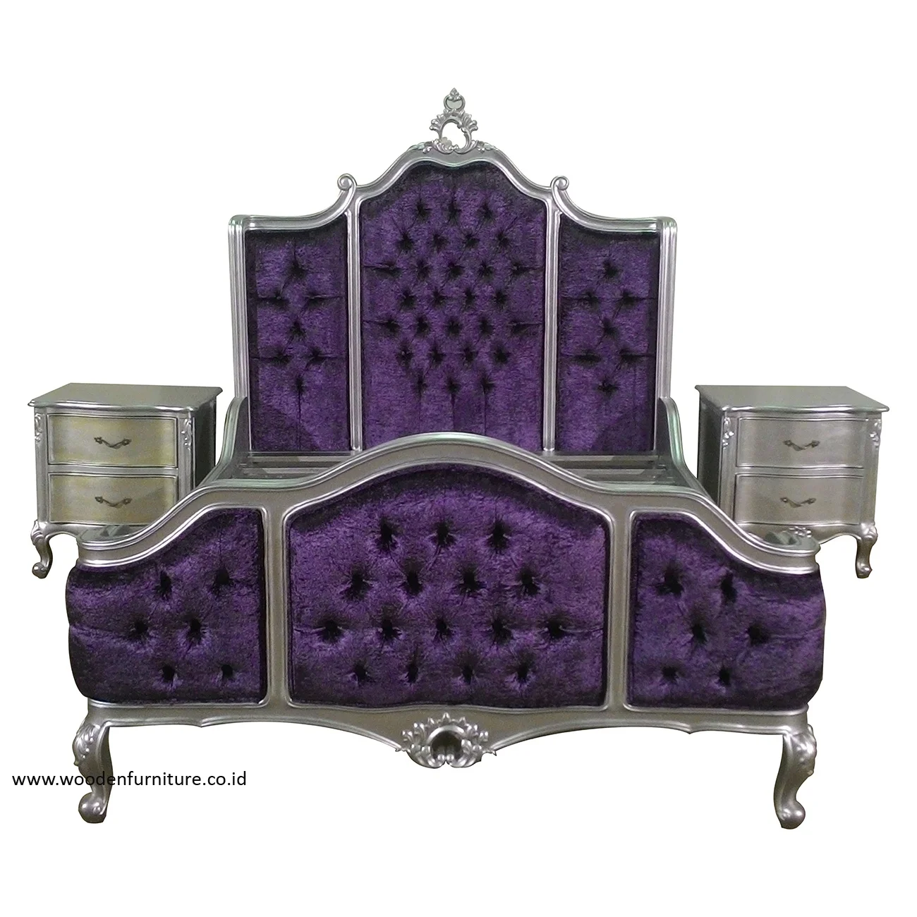 Upholstered Wing Bed French Style Bedroom Furniture