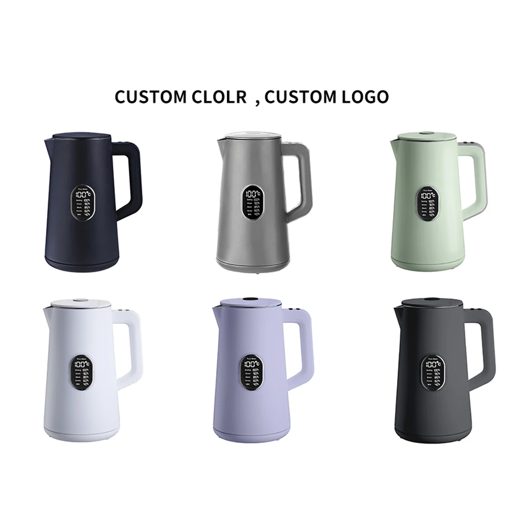 Double Wall Water Boiler Electric Adjustable Temperature Tea Kettles Boiler 1.5L Metal Teapot Kettle