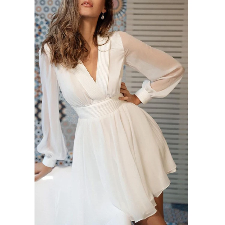Wholesale amazon hot dress women elegant casual women elegant casual white 2021 korean dress