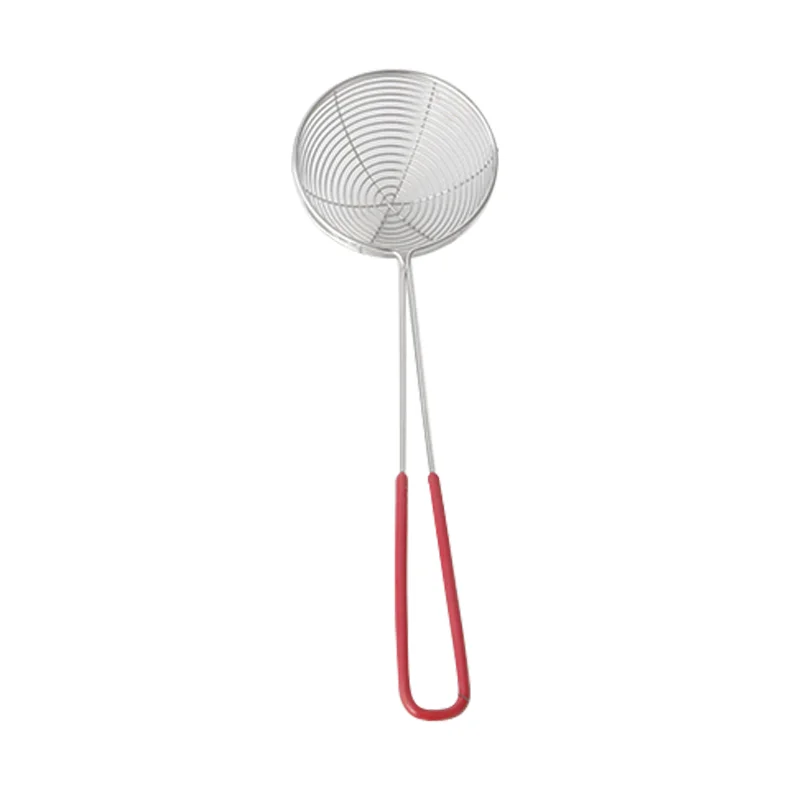 Commercial Wholesale Stainless Steel Kitchen Gadgets Small Mesh Sieve Round Food Strainers With Red Handle