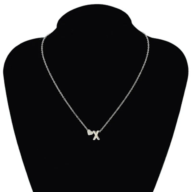 SUMENG Fashion Tiny Heart Dainty Initial Necklace Gold Silver Color Letter Name Choker Necklace For Women Pendant Jewelry Gift