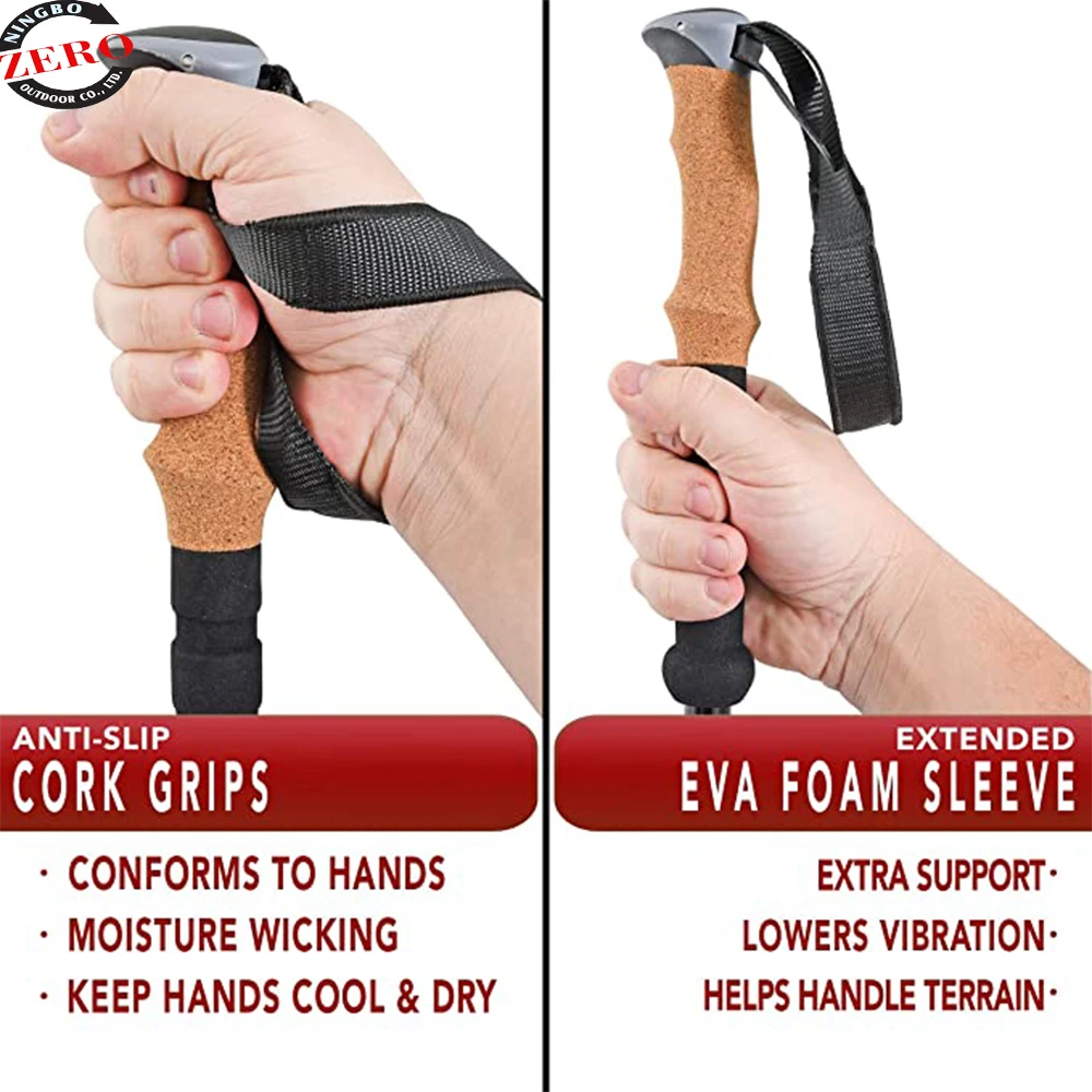 
Aluminum Alloy For Women Men Kids Children Lightweight Adjustable Red Trekking Pole Walking Stick Alpenstock 