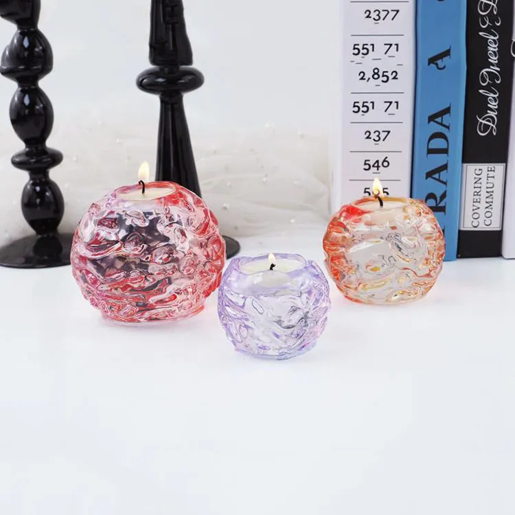 YS Custom Irregular Sphere Candle Holder Resin Mold DIY Round Ball Candle Holders Silicone Mould Home Decoration Plaster Tools