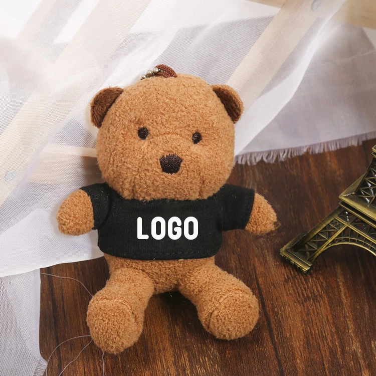Cute Mini 3.9in Teddy Bear Promotional Cheap Gift Teddy LOGO Bear with T-shirt Plush Keychain For company Event