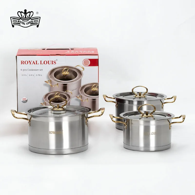 6PCS Stainless Steel Cookware Set Euro Style Luxury Cooking Pot Zei Dan Hot Sale OEM ODM Cookware Sets Kitchenware