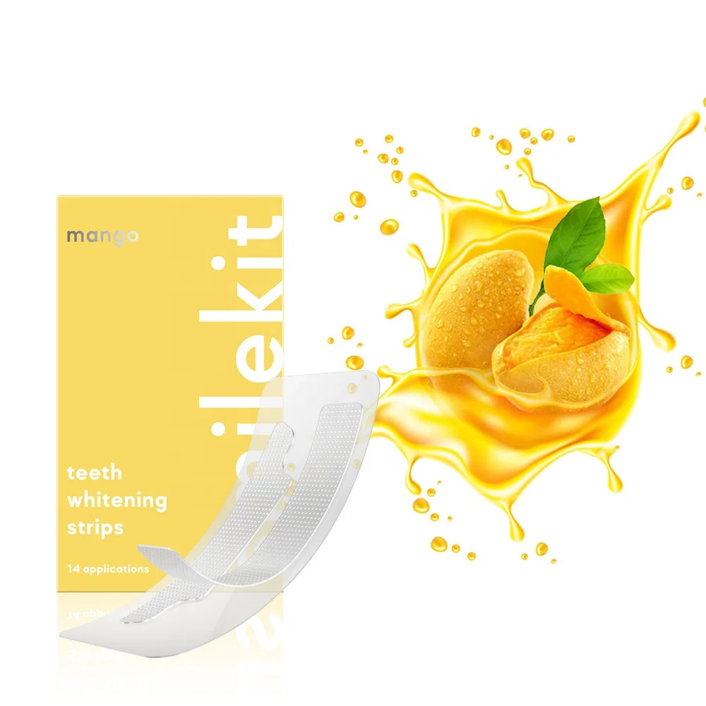 Smilekit CE Approved Non Peroxide 28PCS Flavoured Teeth Whitening Strips PAP Dry Strips Fast Whitening Result