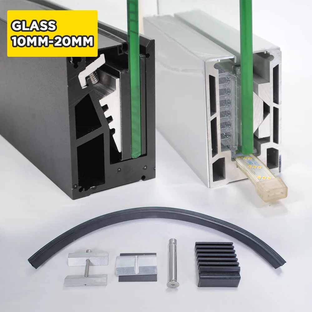 Buy Frameless U Channel Glass Railing Balustrade Handrails Aluminum 15cm Sample 6063 Perfil Aluminio China Suppliers