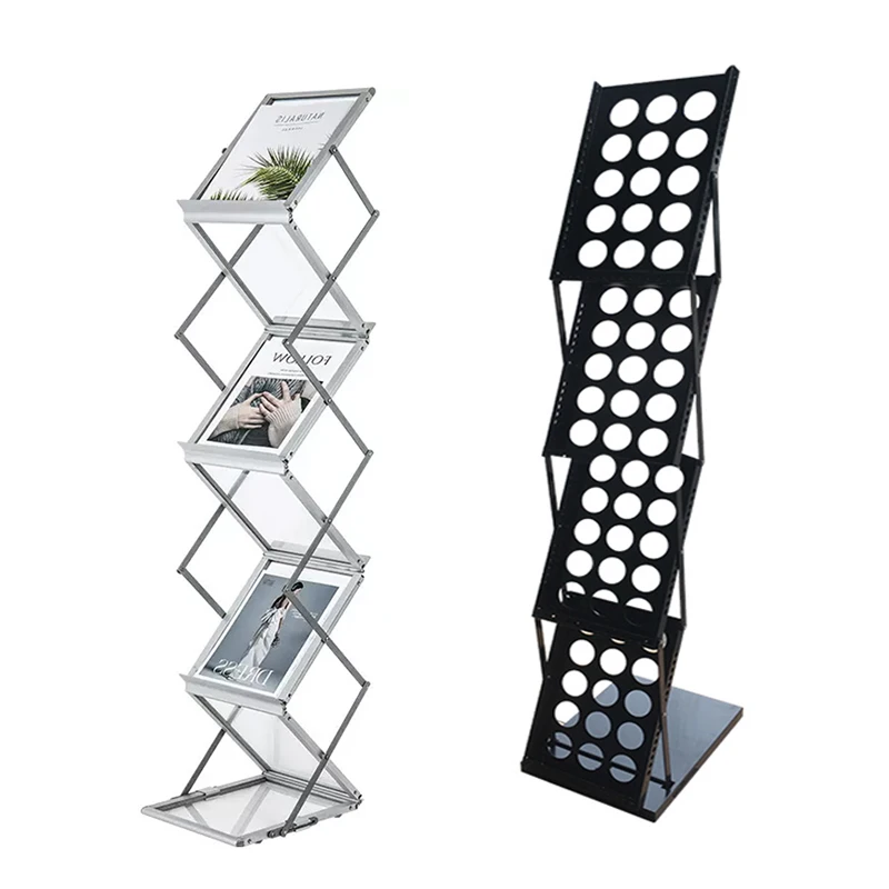 Changzhou factory iron frame brochure black color Magazine Exhibition Display A4 Size Folding Catalog Holder