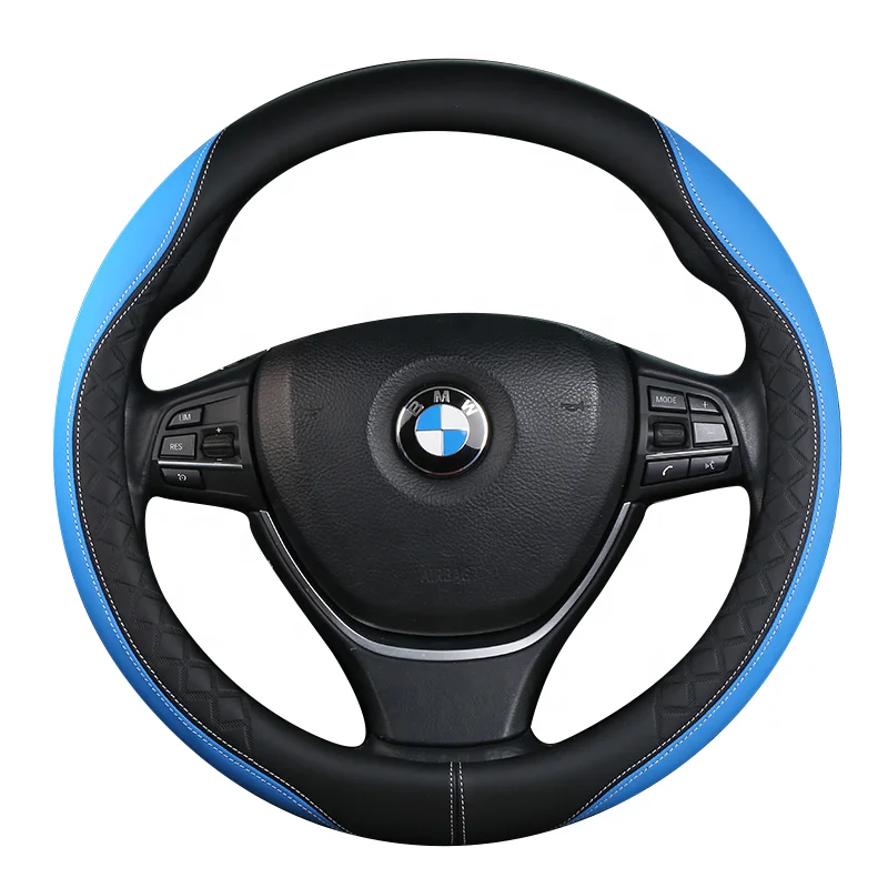 Pu material peach wood grain splicing lattice embossed fashion steering wheel cover directly sold by the manufacturer