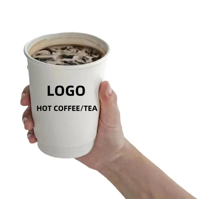 Factory Customized Single Double Walls 3 oz 6 oz 9 oz 12 oz  Disposable Paper Cup for Hot Coffee Tea  with Sleeves and Lid