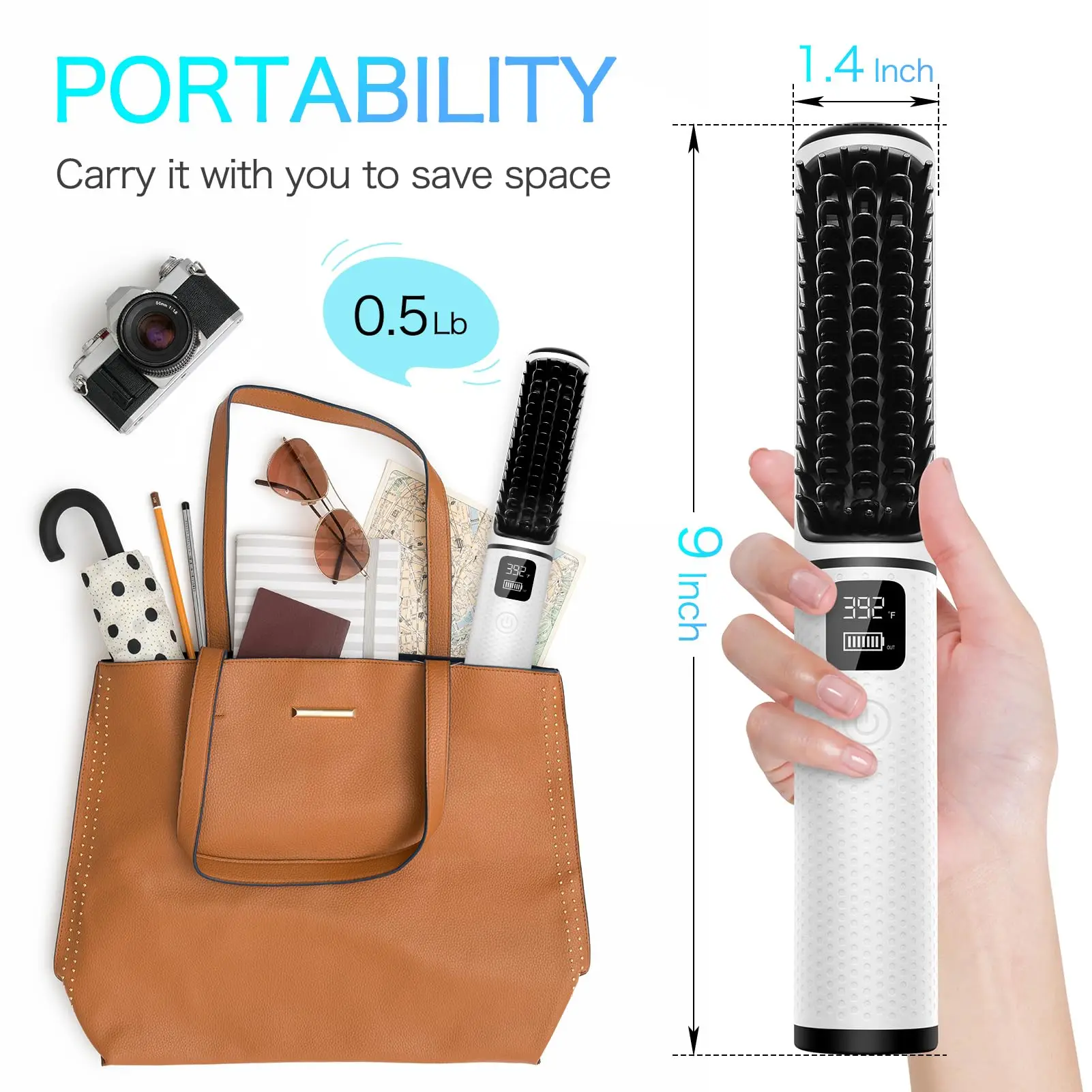 Super capacity battery 5000mah professional negative ion ceramic heating hair care hand straightener conveniently put in bag