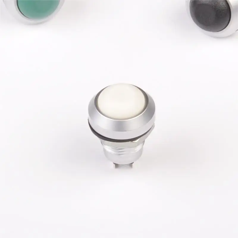 Toowei mini micro lamp-less momentary push button switch white round metal 12mm 3a 220 volt ip67 for boat