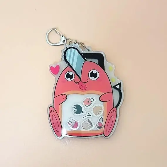 Custom Diy Backpack Jewelry Accessories Men Women Anime Cute Dog Key Ring Open Acrylic Shaker Keychain