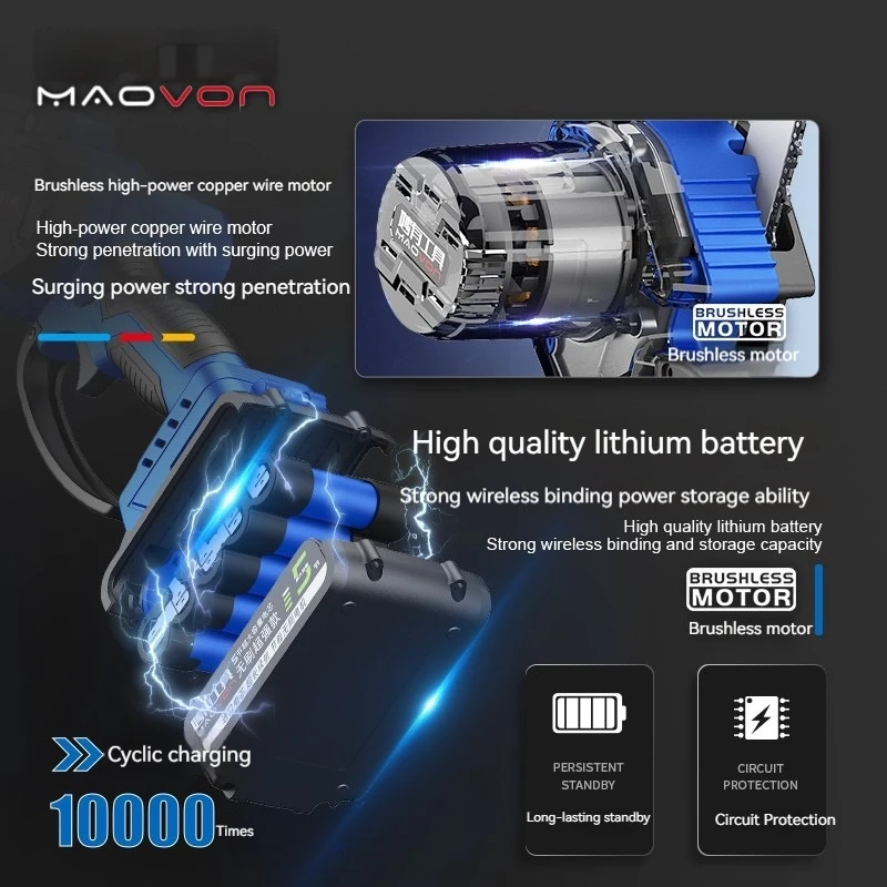 Chainsaw small household handheld firewood rechargeable lithium electric saw single-handed chain outdoor sawmill magic weapon