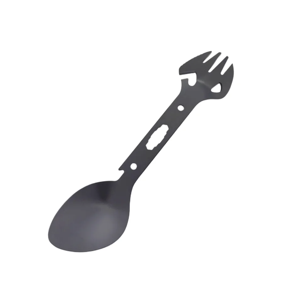 JKCS-003 Survival Gear Stainless Camping Cookware Multifunction Steel Knife Spoon Fork For Outdoor Camping