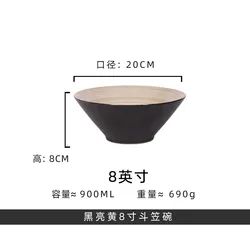 Hot selling factory price Japanese style black shiny 6.0 inch and 8.0 inch ramen bowl for restaurant and home usage