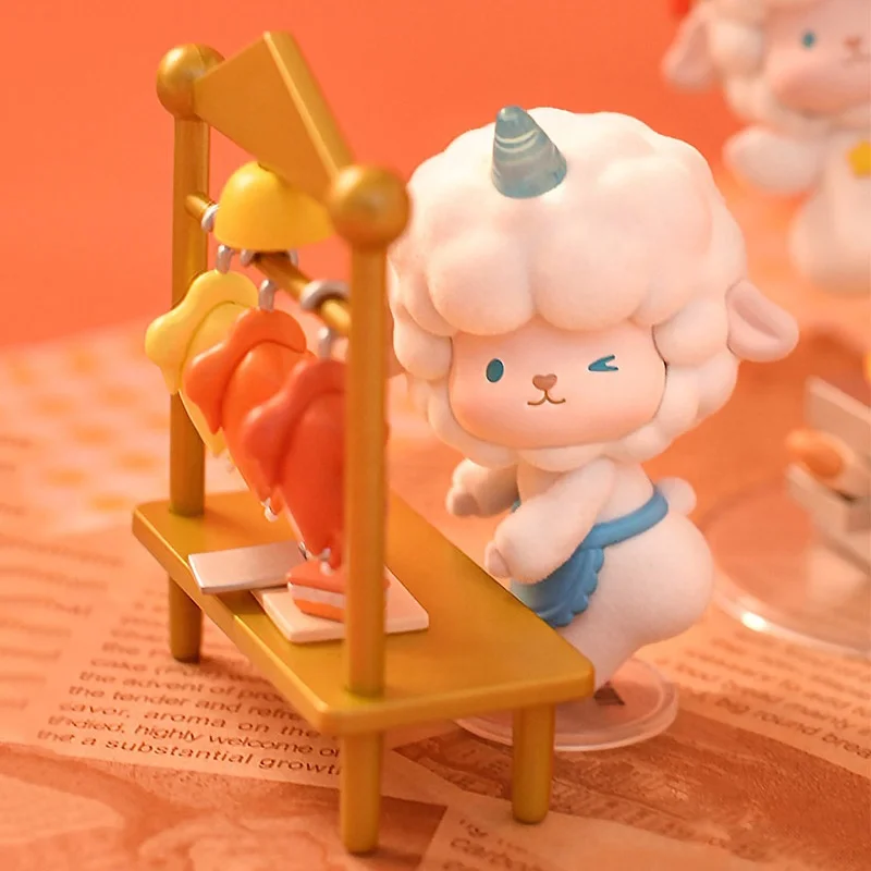 Hot selling items cute collection ornaments Curly sheep mystery box mini characters gourmet street blind box toys figures