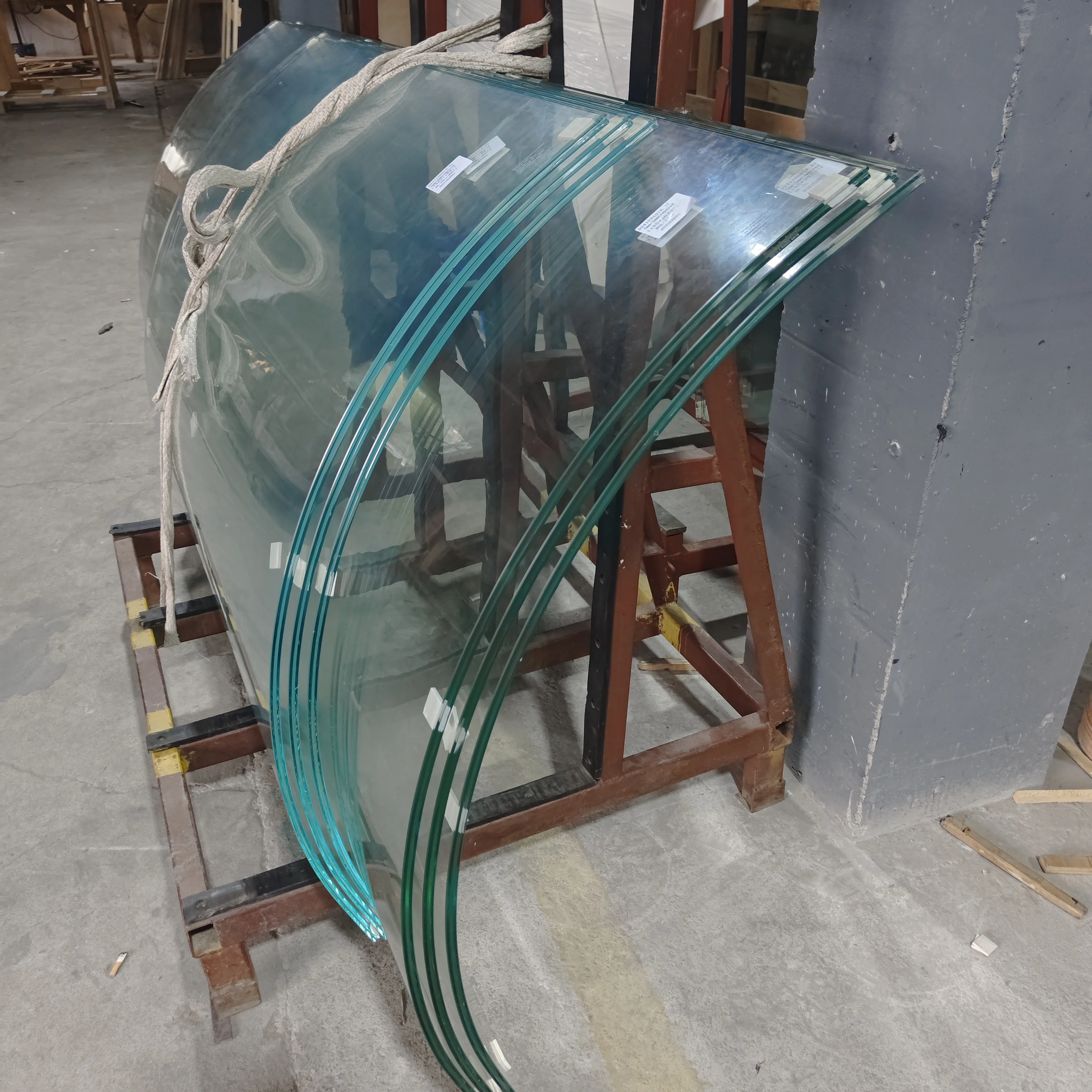 Safety Curved Bending Laminated Tempered Glass For Building Railing Partition Curtain Wall Window Elevator Canopy
