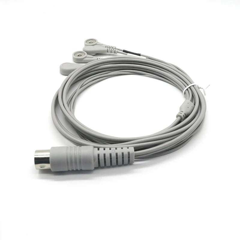 High Quality ECG Electrodes Shielding Machine Cables 4 Lead ECG Female Snap to 5P DIN Plug Portable Cable for  Medical Devices
