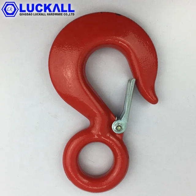 Alloy Steel 320 US Type Drop Forged Eye Type Hoist Hook With Latch With Ce Certificate