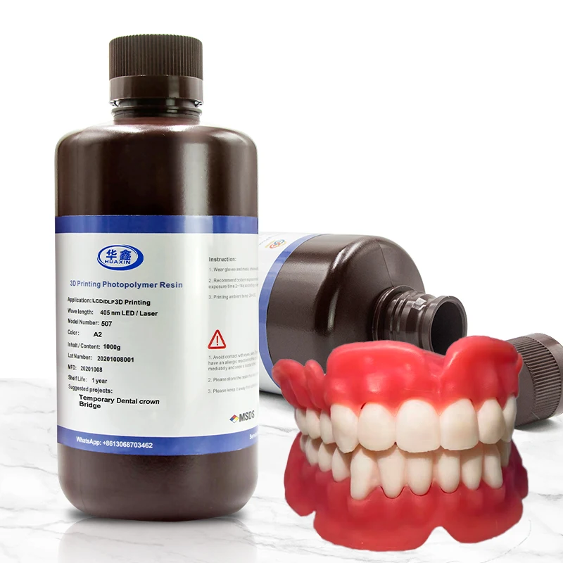 Huaxin Dental A1/A2/A3 Temporary Crown Bridge Resin Medical Class 3D Printer UV Resin Liquid for LCD/DLP
