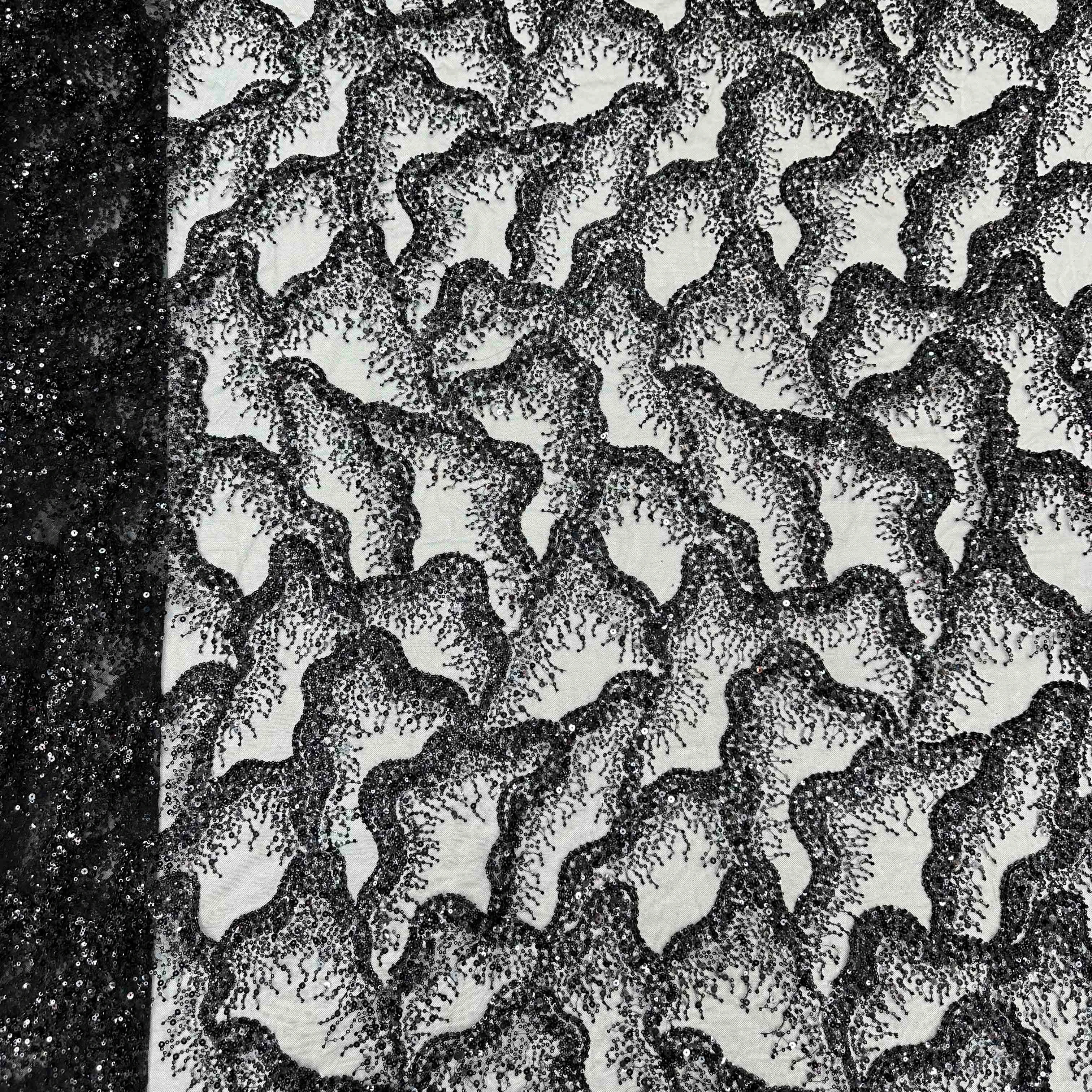 Beaded and sequence dubai beaded fabric