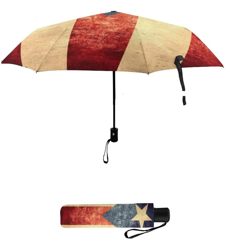 Newest Vintage Style Metal Frame 8 Ribs Puerto Rico Flag Automatic Fold Event Umbrella For Decoration