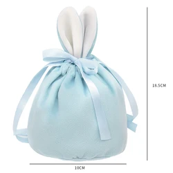 Plush Sublimation Easter Basket Rabbit Ears Gift Bag Drawstring Velvet Easter Bunny Bag