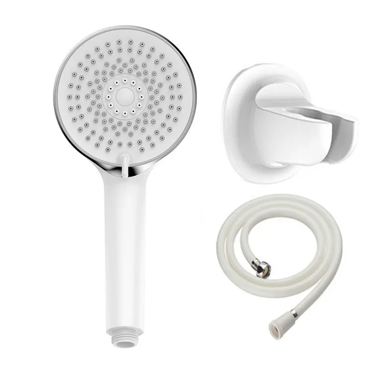AW7 White 4 Sprays Bathroom Rain Shower Set with Hose and drill free Wall Bracket 3 in 1 hand shower