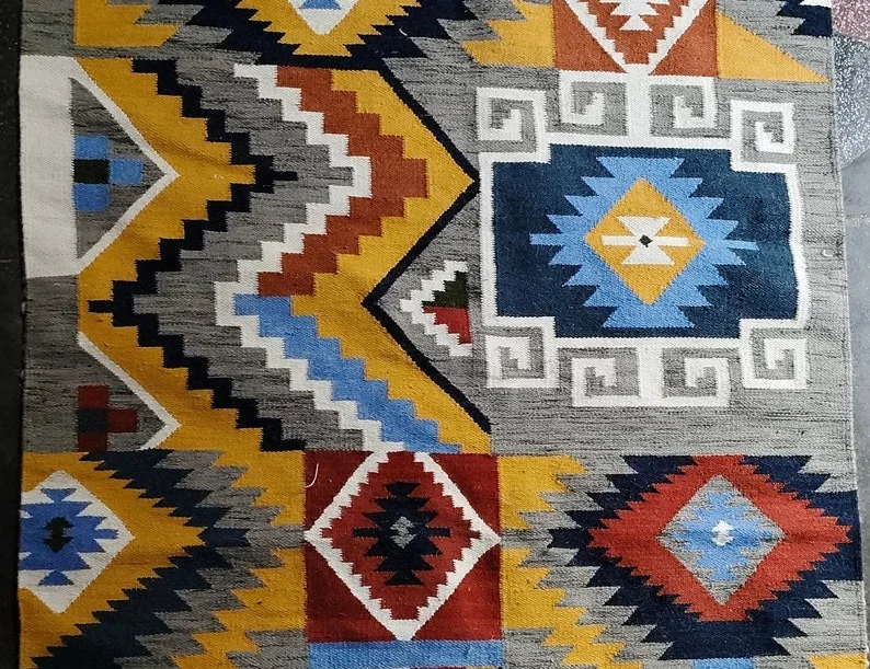 Handmade Kilim design Indian rugs and carpets Bohemian Tribal Wool Cotton Kilim Carpet for bedroom living room wall to wall