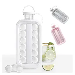 Hot sale 2 in 1 Silicon Ice Cube Trays Molds Kitchen Accessory Portable 17 Grids DIY Ice Ball Maker Bottle with Lid Leakproof