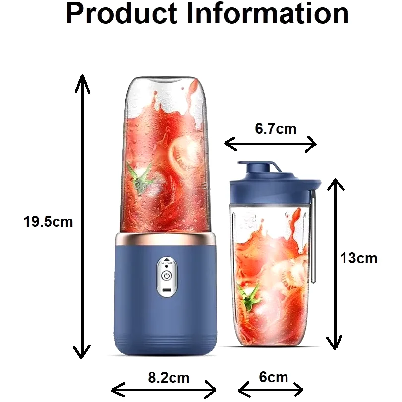 USB Rechargeable Smoothie Fruit Juicer Blades Blending Cup Travel Mini Electric Portable Rechargeable cup mixer