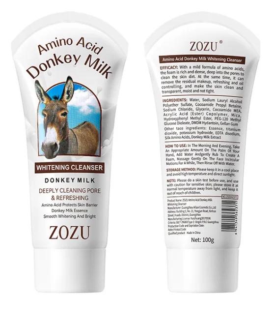 Own brand amino acid Donkey Milk whitening facial cleanser, whitening skin, moisturizing and deep cleansing face