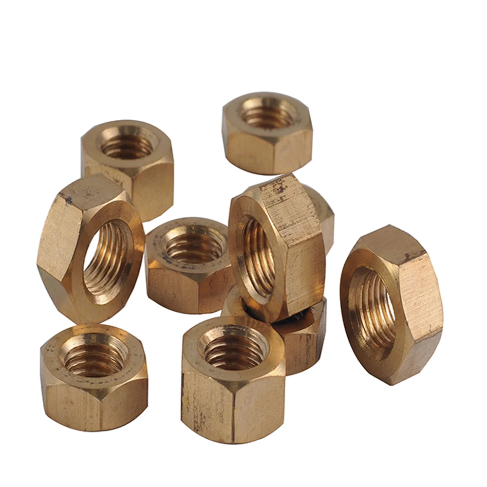 High quality low price customized M8 M10 M12 brass thread hex nuts