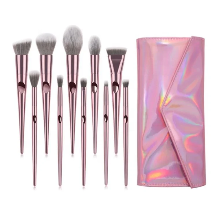 Makeup Brushes Set Professional With Case Sialia 10PCs Synthetic Rose Gold Cosmetic Brushes Sponge Brushes Cleaner Set  Own Name